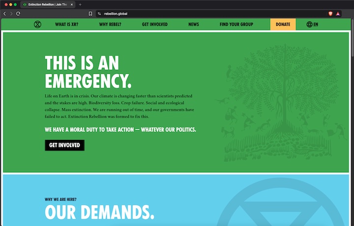 Screenshot of Extinction Rebellion